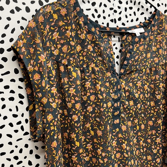 DR2 Daniel Rainn Floral Semi Sheer Boho Blouse Flowy - Picture 2 of 7